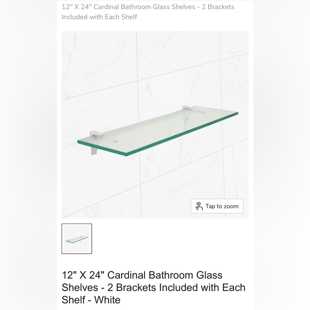 3 Glass Floating Shelves, 12”x24”, Brand New, Unboxed, Tempered Glass